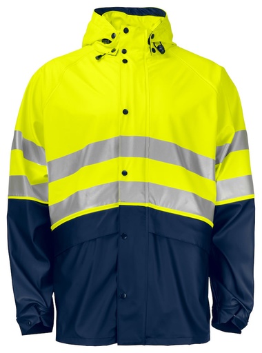 [646431-10-3] 6431 RAINJACKET SHORT EN ISO 20471 (YELLOW/NAVY - 10, XS)