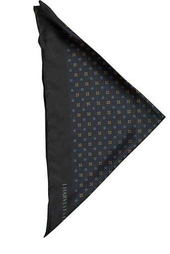 [2920400-610-0] J.H&F HANDKERCHIEF SILK FLORAL (NAVY)