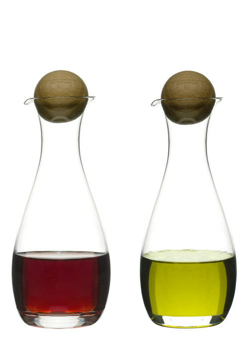 Oak oil/vinegar bottles with oak stoppers, 2-pack