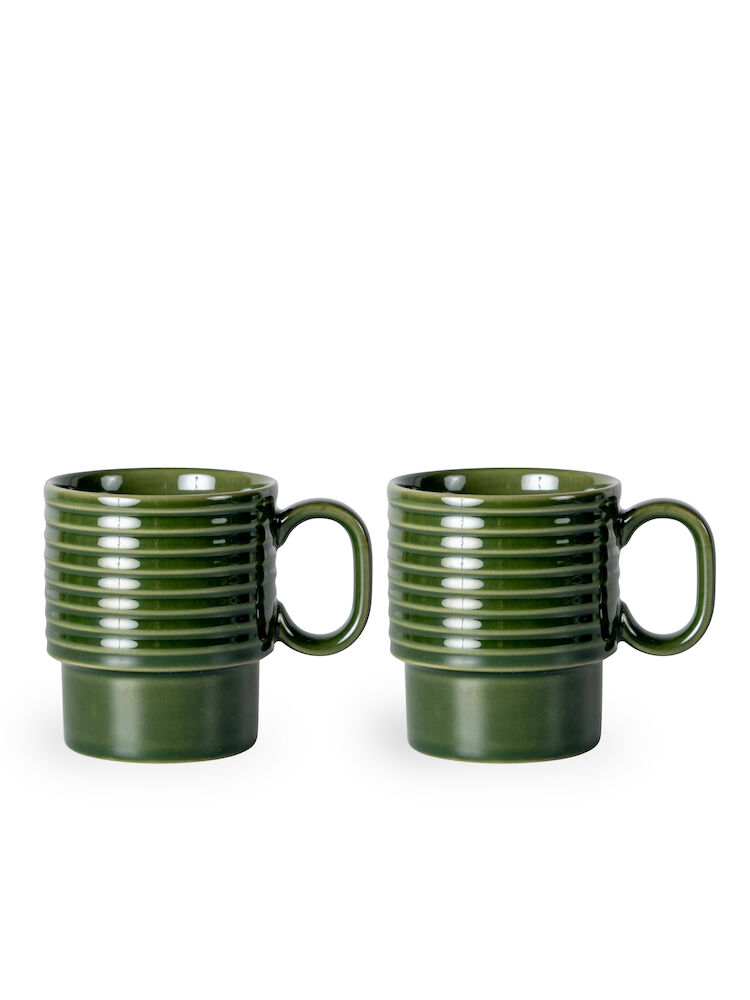 COFFEE & MORE COFFEE MUG 2-PCS, GREEN