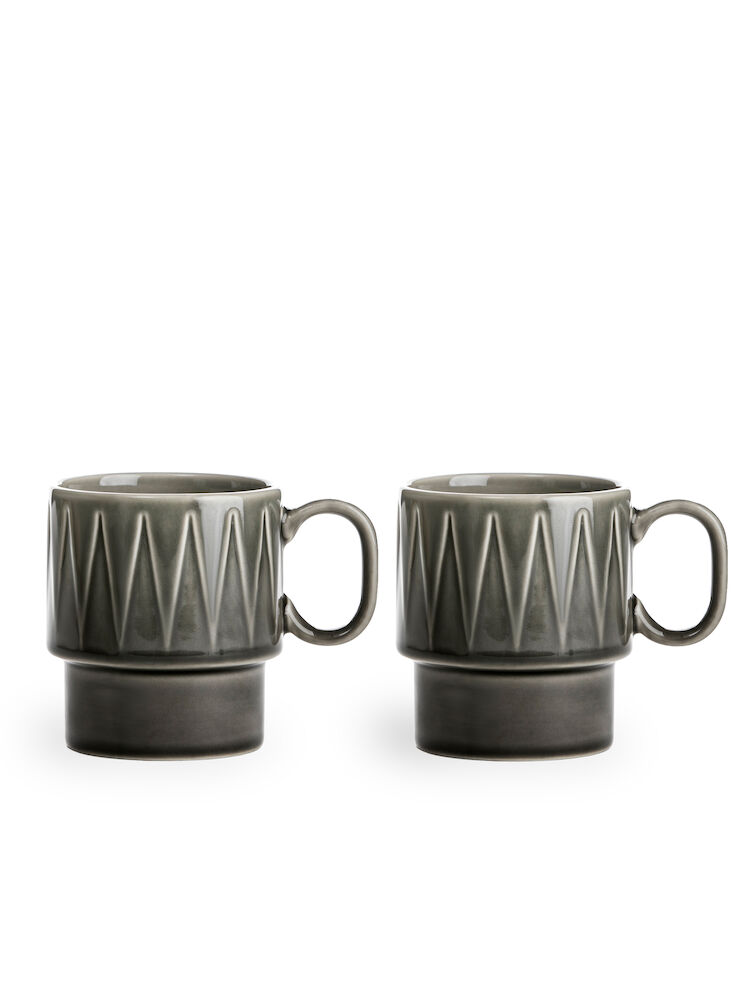 COFFEE & MORE COFFEE MUG 2-PCS, GREY