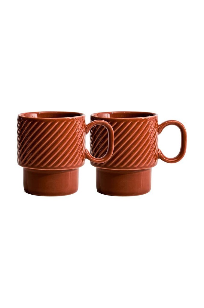 COFFEE & MORE COFFEE MUG 2-PCS, TERRACOTTA