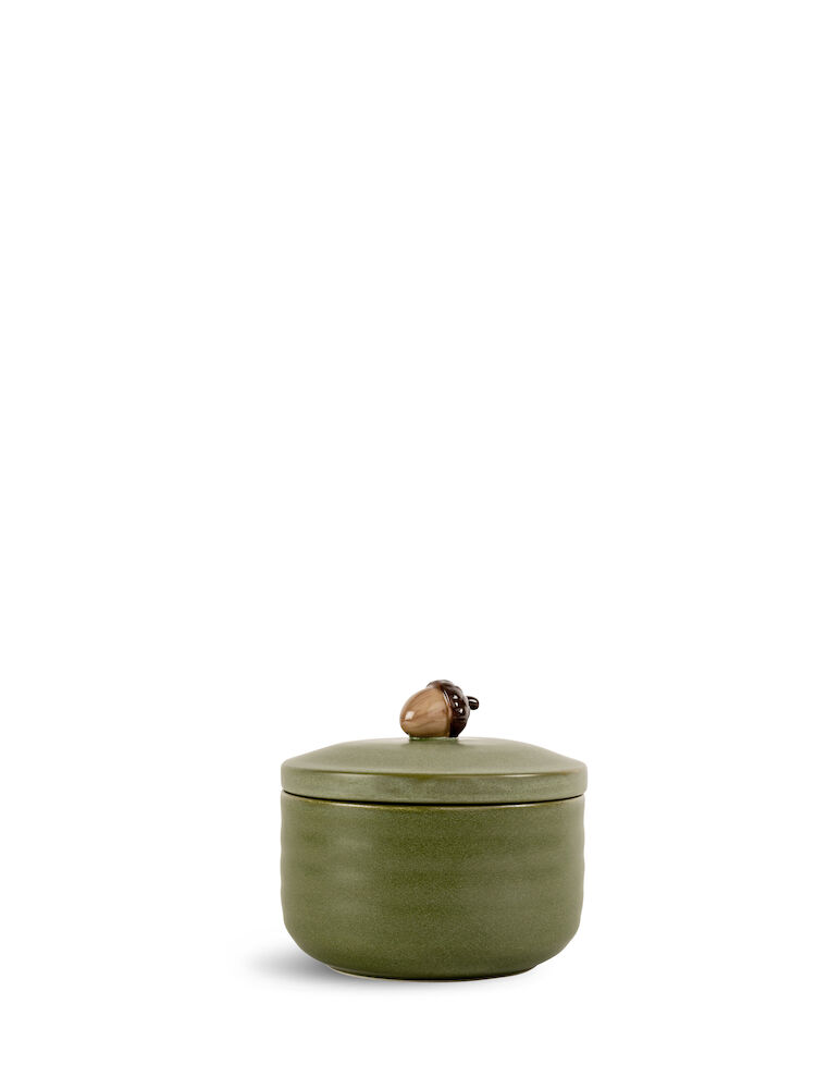 ELLEN JAR WITH LID ACORN, GREEN