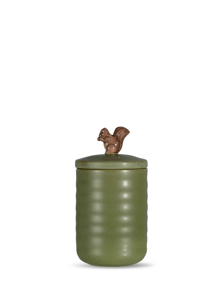 ELLEN JAR WITH LID SQUIRREL, GREEN