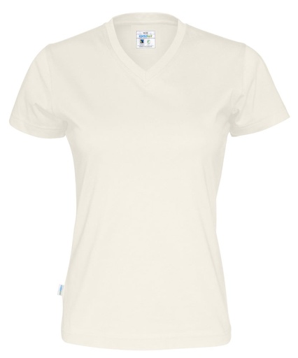 [141021-105-3] T-SHIRT V-NECK LADY (OFF-WHITE, XS)