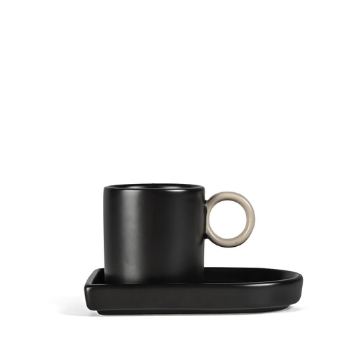 [5275001301] ESPRESSO CUP AND PLATE NIKI BLACK/GREY