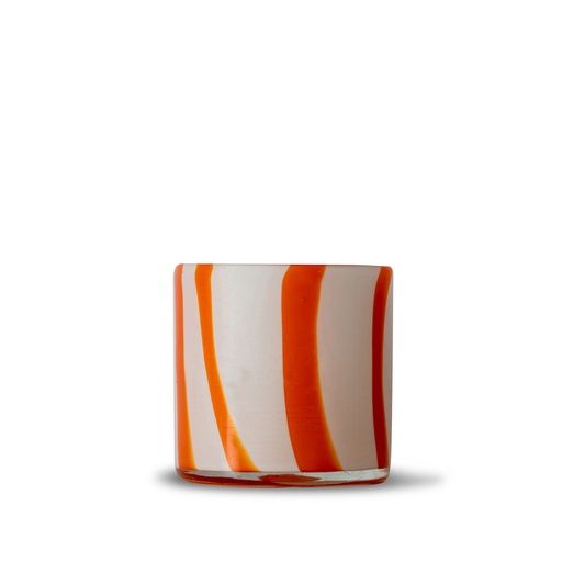 [5280602727] CANDLE HOLDER CALORE CURVE XS,  ORANGE/WHITE