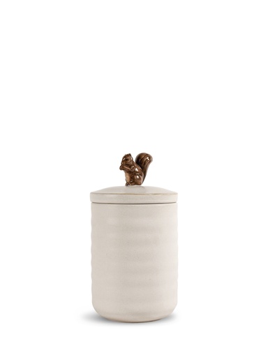 [5018424] ELLEN JAR WITH LID SQUIRREL, OFF WHITE