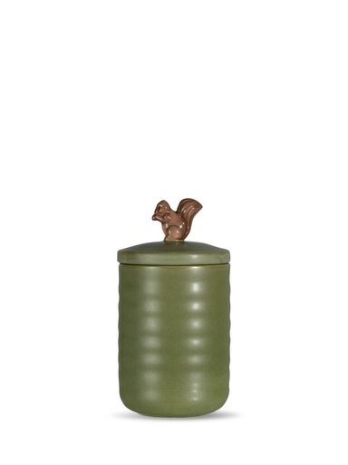 [5018444] ELLEN JAR WITH LID SQUIRREL, GREEN